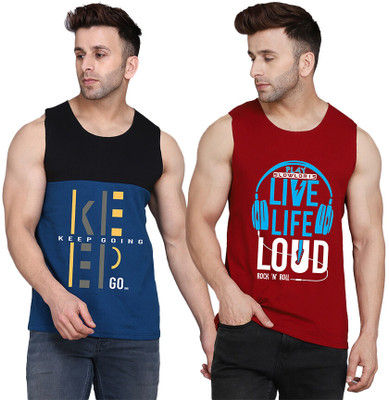 SLOWLORIS Printed Men Scoop Neck Multicolor T-Shirt