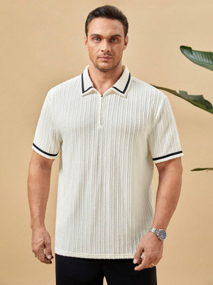 Leriya Fashion Solid Men Polo Neck White T-Shirt