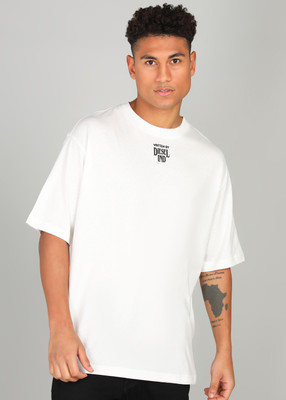 DIESEL Solid Men Round Neck White T-Shirt