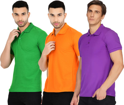 KEOTI Solid Men Polo Neck Multicolor T-Shirt