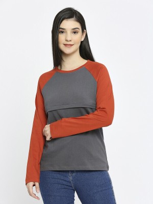 True Shape Solid Women Round Neck Reversible Grey T-Shirt