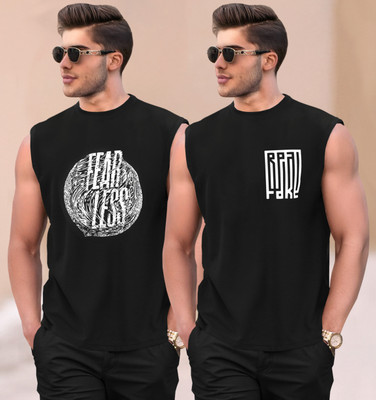 TRIPR Printed Men Round Neck Black T-Shirt