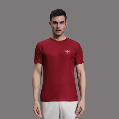 InkTees Solid Men Round Neck Maroon T-Shirt
