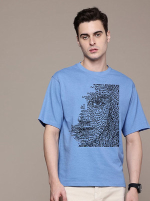 Moda Rapido Graphic Print Men Round Neck Blue T-Shirt