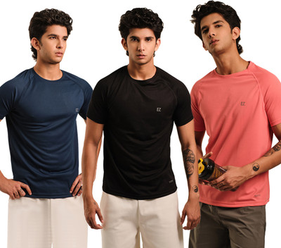 Sirtex Eazy Solid Men Round Neck Blue, Black, Pink T-Shirt