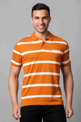 PRORIDERS Striped Men Polo Neck Orange T-Shirt