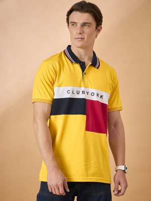Club York Colorblock Men Polo Neck Yellow T-Shirt