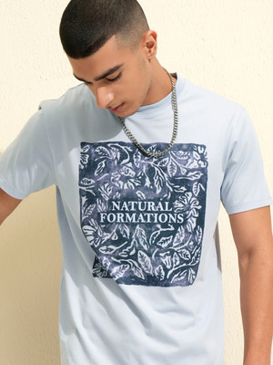 HIGHLANDER Printed Men Round Neck Grey T-Shirt