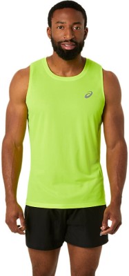 Asics Solid Men Round Neck Light Green T-Shirt