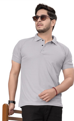 ShreeRangam Enterprise Solid Men Polo Neck Grey T-Shirt