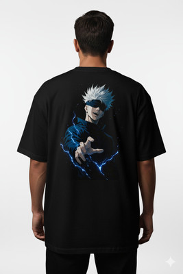 Oversized tshirt Solid, Graphic Print Men Round Neck Reversible Black T-Shirt