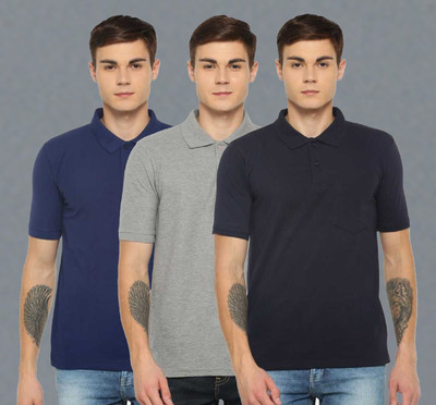 Dollar Solid Men Polo Neck Multicolor T-Shirt
