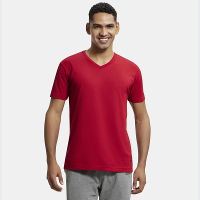 JOCKEY Solid Men V Neck Red T-Shirt