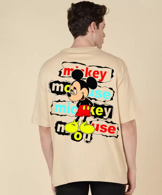 Clickwell Trend Printed, Typography Men Round Neck Beige T-Shirt