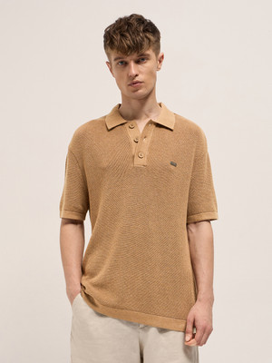 THE BEAR HOUSE Solid Men Polo Neck Yellow T-Shirt