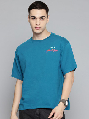 AEROPOSTALE Printed Men Round Neck Blue T-Shirt