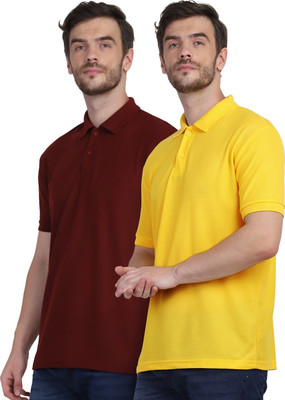 INKKR Solid Men Polo Neck Multicolor T-Shirt