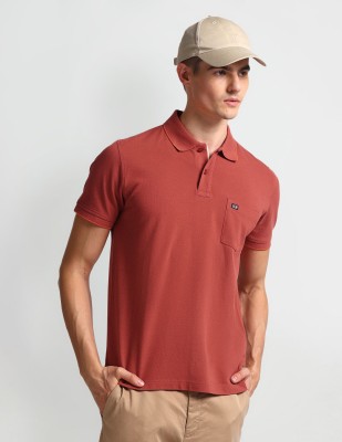 Arrow Sport Solid Men Polo Neck Maroon T-Shirt