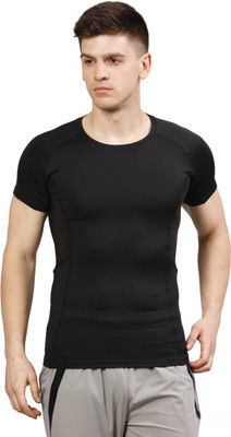 Siksea Solid Men Round Neck Black T-Shirt