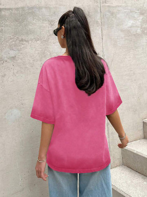 THE DRY STATE Printed Women Round Neck Pink T-Shirt