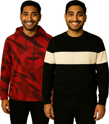 Try This Colorblock Men Hooded Neck Multicolor T-Shirt