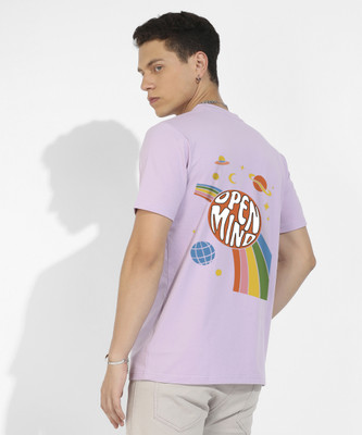 CAMPUS SUTRA Printed Men Round Neck Purple T-Shirt