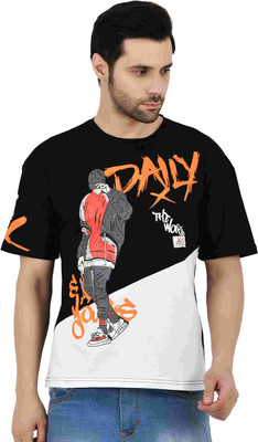 Sageware Printed Men Round Neck Black T-Shirt