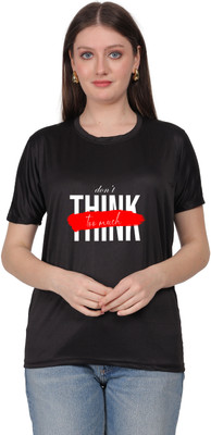 Navya Ecommerce Printed Women Round Neck Black T-Shirt