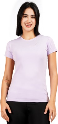 NINQ Solid Women Round Neck Purple, Pink, Black, Brown, Light Green, Green, White, Blue T-Shirt