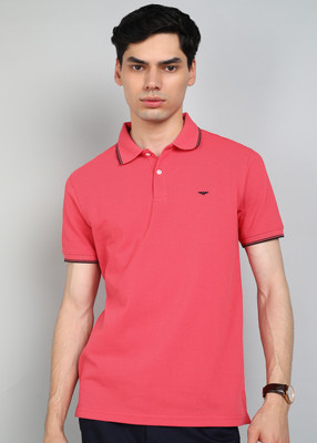 PARK AVENUE Solid Men Polo Neck Red T-Shirt