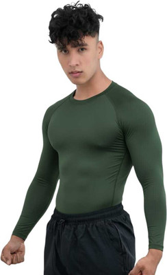 FURRR Solid Men Round Neck Green T-Shirt