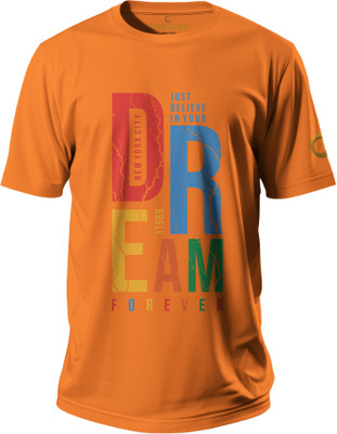 Enciger Printed Men Round Neck Orange T-Shirt