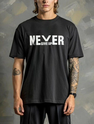 etsun Printed Men Round Neck Black T-Shirt