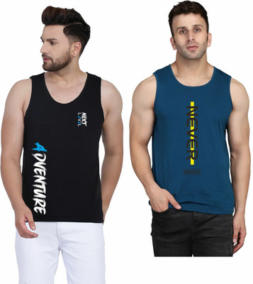 MINISTRY OF FRIENDS Printed Men Round Neck Black, Dark Blue T-Shirt
