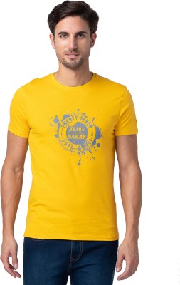 BEING HUMAN Printed Men Round Neck Yellow T-Shirt