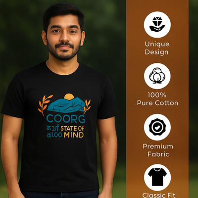 Epivu Graphic Print Men Round Neck Black T-Shirt