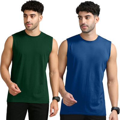 JB Jangoboy Solid Men Round Neck Dark Green, Dark Blue T-Shirt