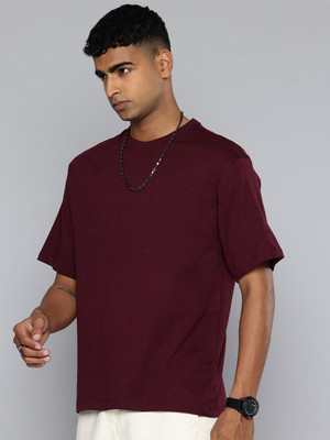 R.Code by The Roadster Life Co. Printed Men Round Neck Maroon T-Shirt