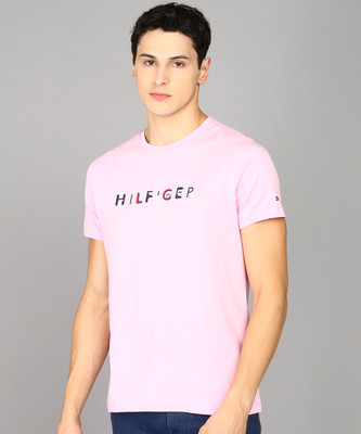 TOMMY HILFIGER Printed Men Round Neck Pink T-Shirt