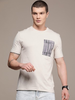 Calvin Klein Jeans Printed Men Round Neck Beige T-Shirt