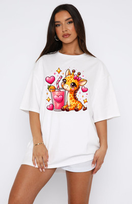 Ericia Printed, Graphic Print Women Round Neck White T-Shirt