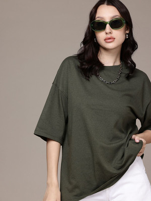 Moda Rapido Solid Women Round Neck Multicolor T-Shirt