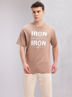 HRX by Hrithik Roshan Printed Men Round Neck Brown T-Shirt