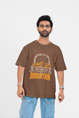 Stylewill Graphic Print Men Round Neck Brown T-Shirt