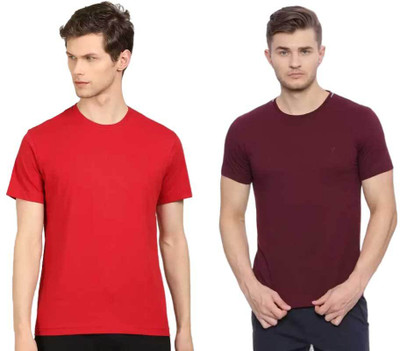 VAN HEUSEN Solid Men Round Neck Multicolor T-Shirt
