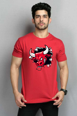 FASHNET FASHION Printed Men Round Neck Red T-Shirt