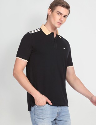 ARROW Solid Men Polo Neck Black T-Shirt