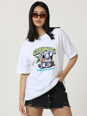 Xsware Self Design Women Round Neck White T-Shirt