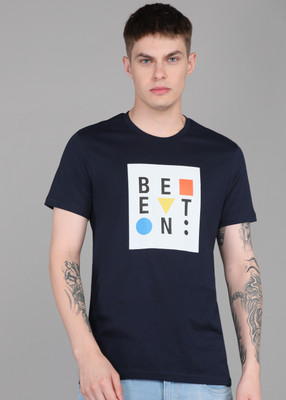 United Colors of Benetton Solid Men Round Neck Dark Blue T-Shirt