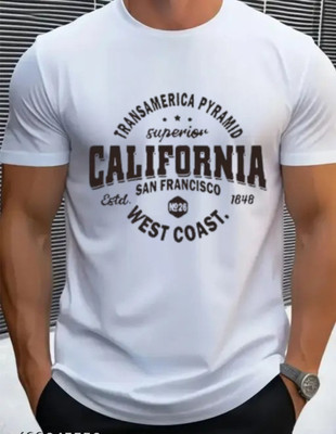 grasp Printed Men Round Neck White T-Shirt
